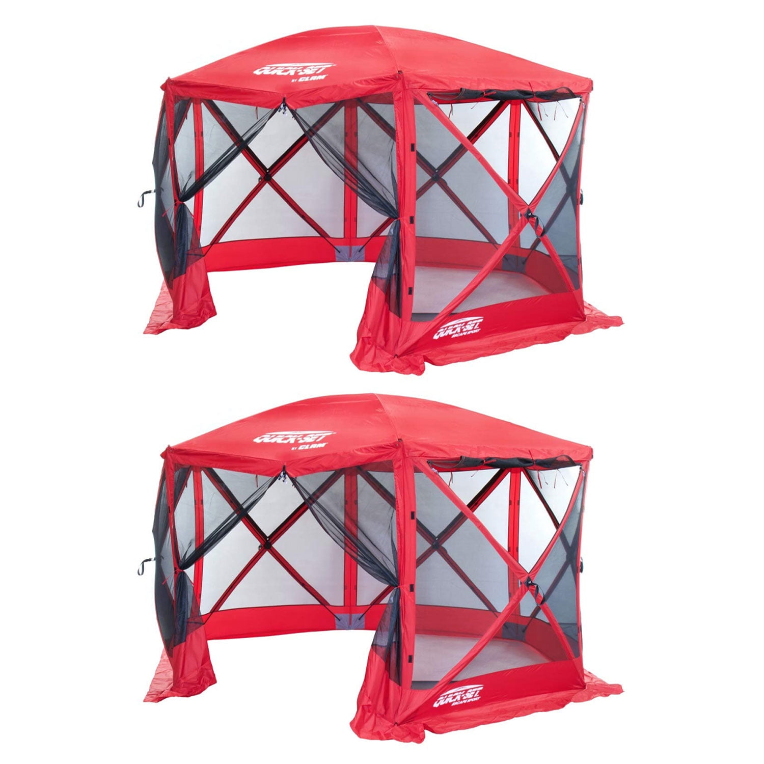 Clam Quick Set Escape Sport Screen Canopy Gazebo Tailgate Tent, Red/Red