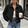 thumbnail image 2 of Edvintorg Jacket for Women Long Sleeve Casual Corduroy Coat Button Down Cropped Outerwear Woman Clothes Black S-2XL, 2 of 7