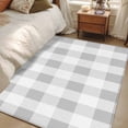 thumbnail image 4 of Grey Plaid Runner Rug 2.7x5 FT, Non Slip Entryway Carpet, Spring Summer Farmhouse Buffalo Checkered Washable Soft Floor Carpet Entrance Mat Non-Shedding Throw Rug for Hallway Laundry Room Bedside, 4 of 9