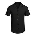 thumbnail image 4 of YYDGH Men's Linen Shirts Short Sleeve Button Down Shirt for Men Fashion Casual Summer Beach Shirt Black M, 4 of 6