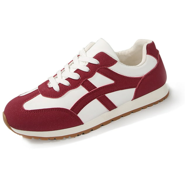 Dsscvnef Espadrilles pour Femmes Grande Taille Décontractées Chaussures de Sport Printemps Automne Bout Rond Lacets Bloc de Couleur Maille Confortables Légères pour Marcher
