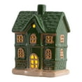 thumbnail image 1 of Pequeña casa navideña de cerámica con iluminación, decoración de mesa navideña para el hogar. Estilo D, 1 of 9