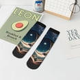 thumbnail image 5 of Uemuo Artistic Starry Sky Moon Book Printed Crew Socks, Moisture-Wicking Socks, Athletic Socks for Men Breathable Cushion Socks Casual Sport Socks for Running Traveling, 5 of 6