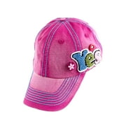 Fuzzy Yes Pink Washed Denim Contrast Stitch Design Cap with Ornate Wood Accent