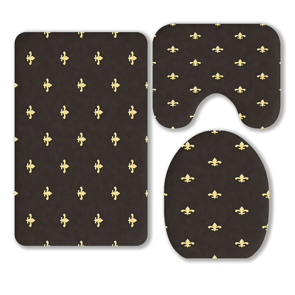 ABPHQTO Black And Gold Fleur De Lis Vintage Classic 3 Piece Bathroom ...