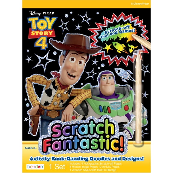 Disney Pixar Toy Story Scratch Fantastic Activity Book, 24-Pages with Wooden Stylus