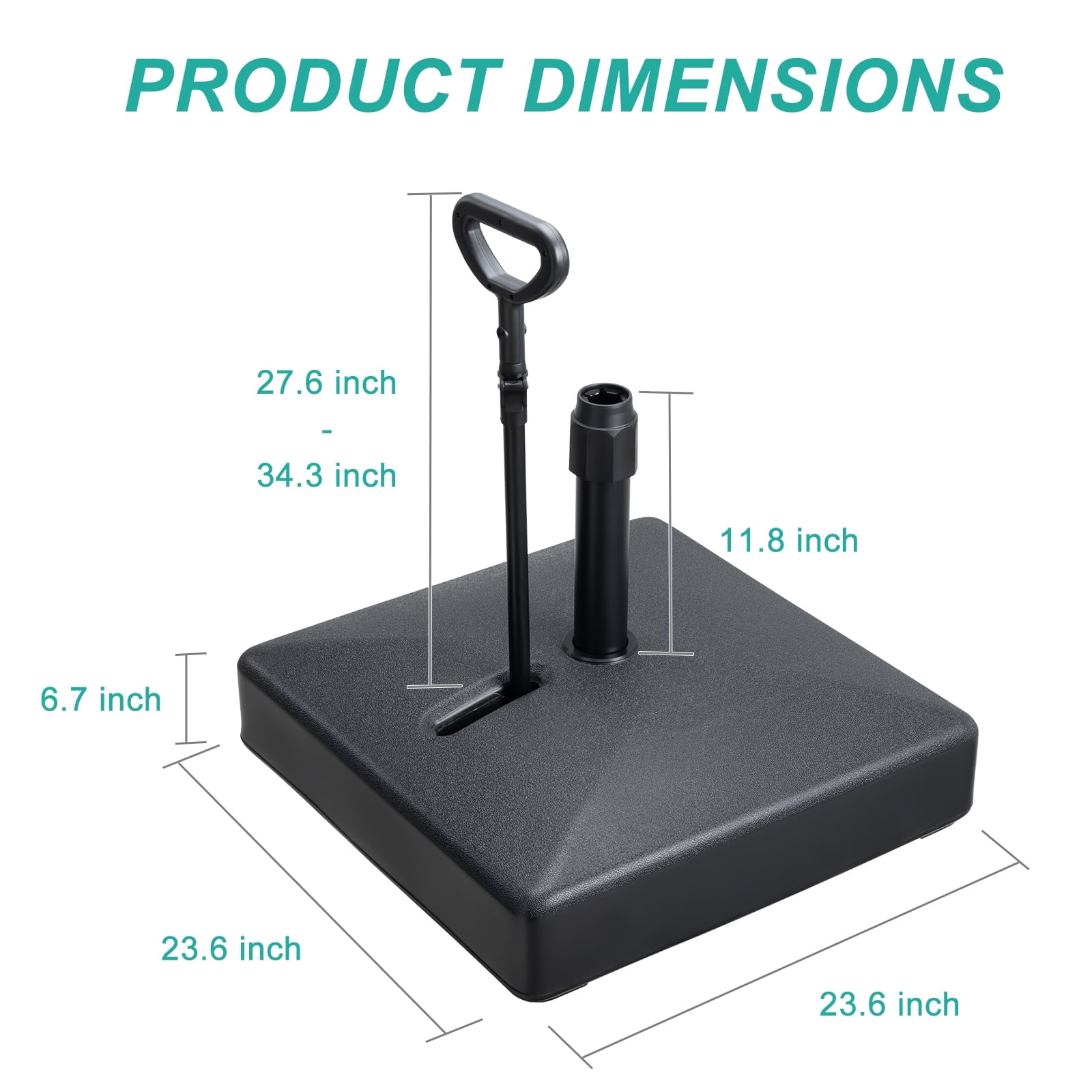 Aoodor Fillable Patio Umbrella Base Heavy Duty with Wheels and Pull Rod for Deck, Poolside, Lawn(Black)