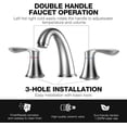 thumbnail image 6 of Bathroom Faucets for Sink 3 Hole, Faucet for Bathroom Sink, Widespread Bathroom Sink Faucet with Pop-up Drain and Supply Lines, for Bathroom Sink Vanity RV Farmhouse Sink, 6 of 7