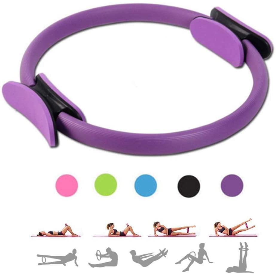Pilates Ring Workouts Exercise Fitness Training Comfortable and Non-Slip Weight Loss Body Toning Magic Circle and Resistance Exercise Fitness Ring for Indoor 15 Dual Grip Handles 