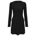 thumbnail image 4 of VISALY Women's Knit Dress Round Neck Casual Tunic Dress Slimming Fitted Dress Fall Trendy Elegant Dresses for Women Long Sleeve Crew Neck Soft Pullover Dress Basic Knit Sweater Dress Black M, 4 of 9