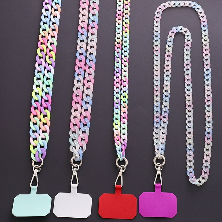 Pink Acrylic Beaded Phone Strap - Anti-Lost Wrist Lanyard With Charms For Mobile Phones