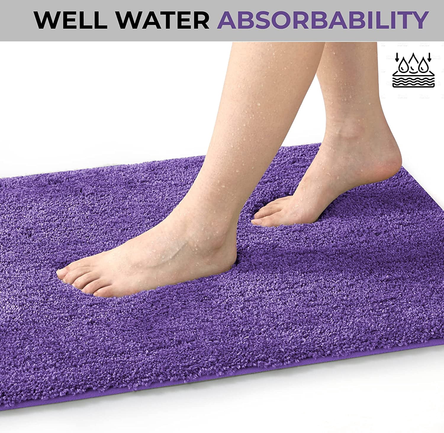 Yafa Home Fashion 2 Piece Solid Microfiber Soft Bathroom Rug Set, Non-Slip TPR Backing