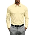 thumbnail image 2 of Mens Long Sleeve Tee Shirts Polo Shirts Button Placket Solid Color Golf Shirts Business Casual Tees, 2 of 8