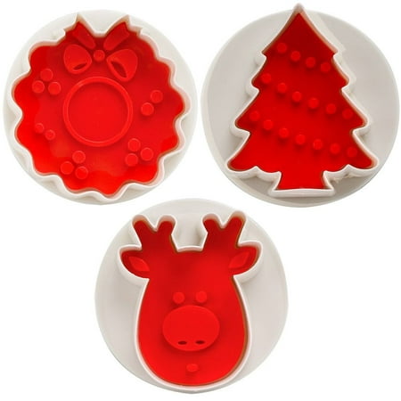 

Pastry Tree Snowman Elk Cake Tool Fondant 3D Cookie Cutter Baking Mould Stamp Mold Christmas Biscuit Mold 3PCS-SET