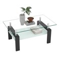 thumbnail image 1 of Table Basse Rectangulaire en Verre Noyer, Table Basse Transparente, Tables d'Appoint Modernes pour Salon, Mobilier de Salon, 1 of 9