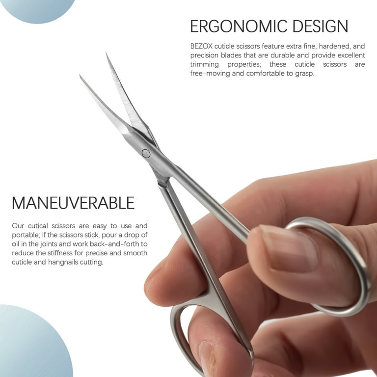 BEZOX Extra Fine Curved Cuticle Scissors Super Thin Scissors for Cuticles Care Only Professional Manicure Small Scissors Stainless Steel Cuticle