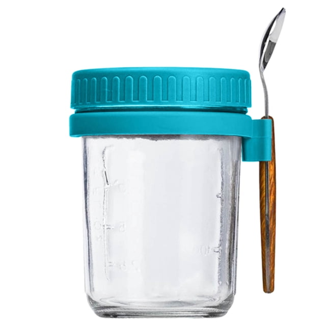 HAOMONZEN Overnight Oatmeal Jars with Spoon And Lids Airtight Oatmeal Containers with Measurement Marks Mason Jars with Lids for Oatmeal Containers On The Move Deals Today 2024