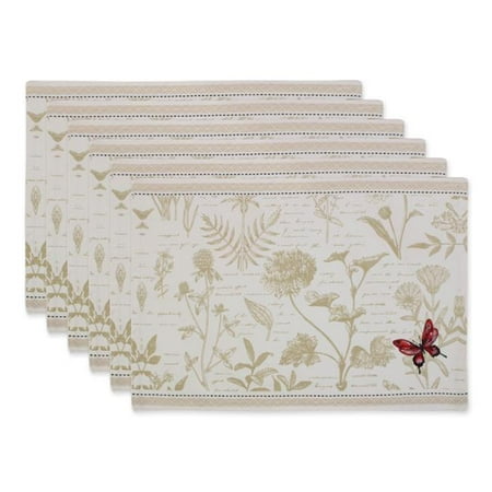 

Botanical Butterfly Embroidered Placemat - Set of 6