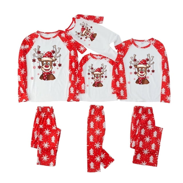 Conjunto de pijamas navideños para padres e hijos, ropa de dormir de manga larga con cuello redondo y estampado, traje de dos piezas para mujeres, hombres, niños y bebés, 2023