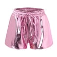 thumbnail image 6 of Baqcunre Leather Shorts for Women Drawstring Sparkly Elastic Outfit Yoga Shorts Shiny Waist Booty Dance Pants Women's Rave Pants Short Leather Pants for Women Shorts for Women, 6 of 9