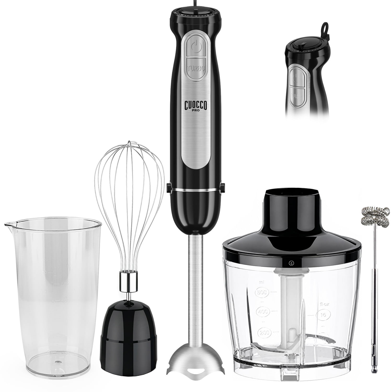 1100W Immersion Blender, 21-Speed Hand Blender with Turbo Mode, 5-in-1 Stick Blender for Smoothies, Baby Food, Soups, Purees, Black