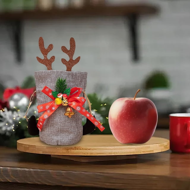 Christmas Doll Bag Mini Wrap Bags with Drawstring for Holiday Parties - Reusable Candy Shaped Decorative Packaging for Children