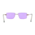 thumbnail image 4 of Womens Slick Minimal Luxury Rimless Rectangle Retro 90s Sunglasses Gold Purple, 4 of 4