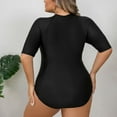 thumbnail image 5 of AGWOLF Women's Plus size Rashguard One Piece Swimsuit Short Sleeve Surfing Wetsuit Zip Front Sports Rash Guard Sun Protection Bathing Suits, 5 of 8