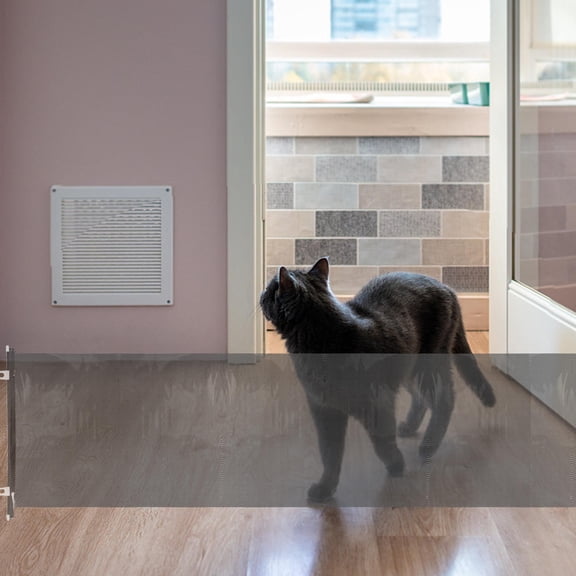 NICERIO Retractable Dog Gate for Indoor Use with Adjustable PVC Mesh Barrier in Black