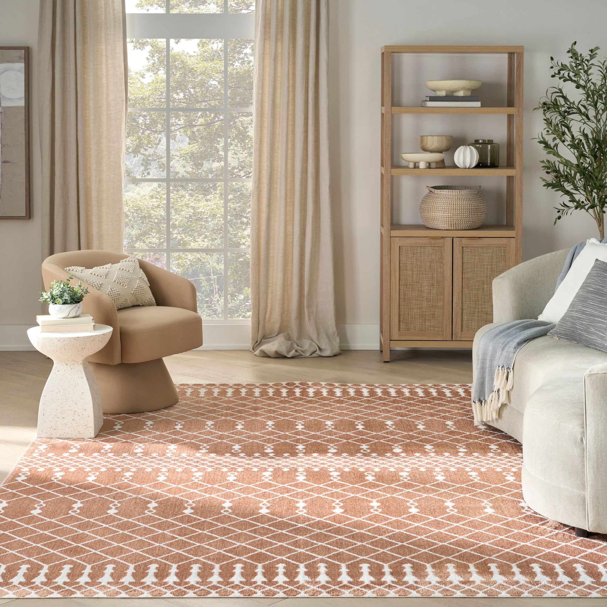 Nourison Astra Machine Washable 9' x 12' Copper Bohemian Indoor Flatweave Rug