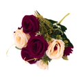 thumbnail image 4 of Ramo de rosas artificiales, rosas de imitación realistas de 5 cabezas, ramo de rosas de imitación para decoración de boda y San Valentín para el hogar Rojo oscuro, 4 of 9