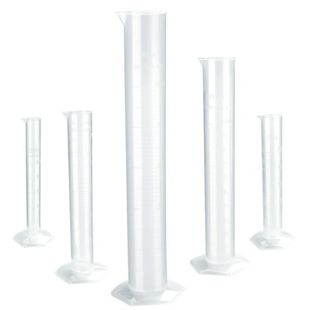

NUOLUX 5pcs Transparent Measuring Cylinder Plastic Graduated Cylinder 10ml / 25ml / 50ml / 100ml / 250ml
