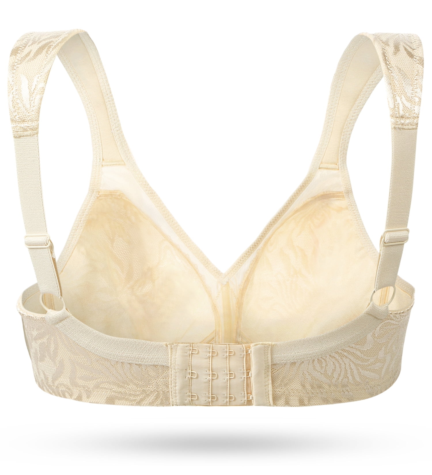 Deyllo Women's Non Padded Wireless Bras Plus Size Full Coverage Minimizer Bra, Beige 36G