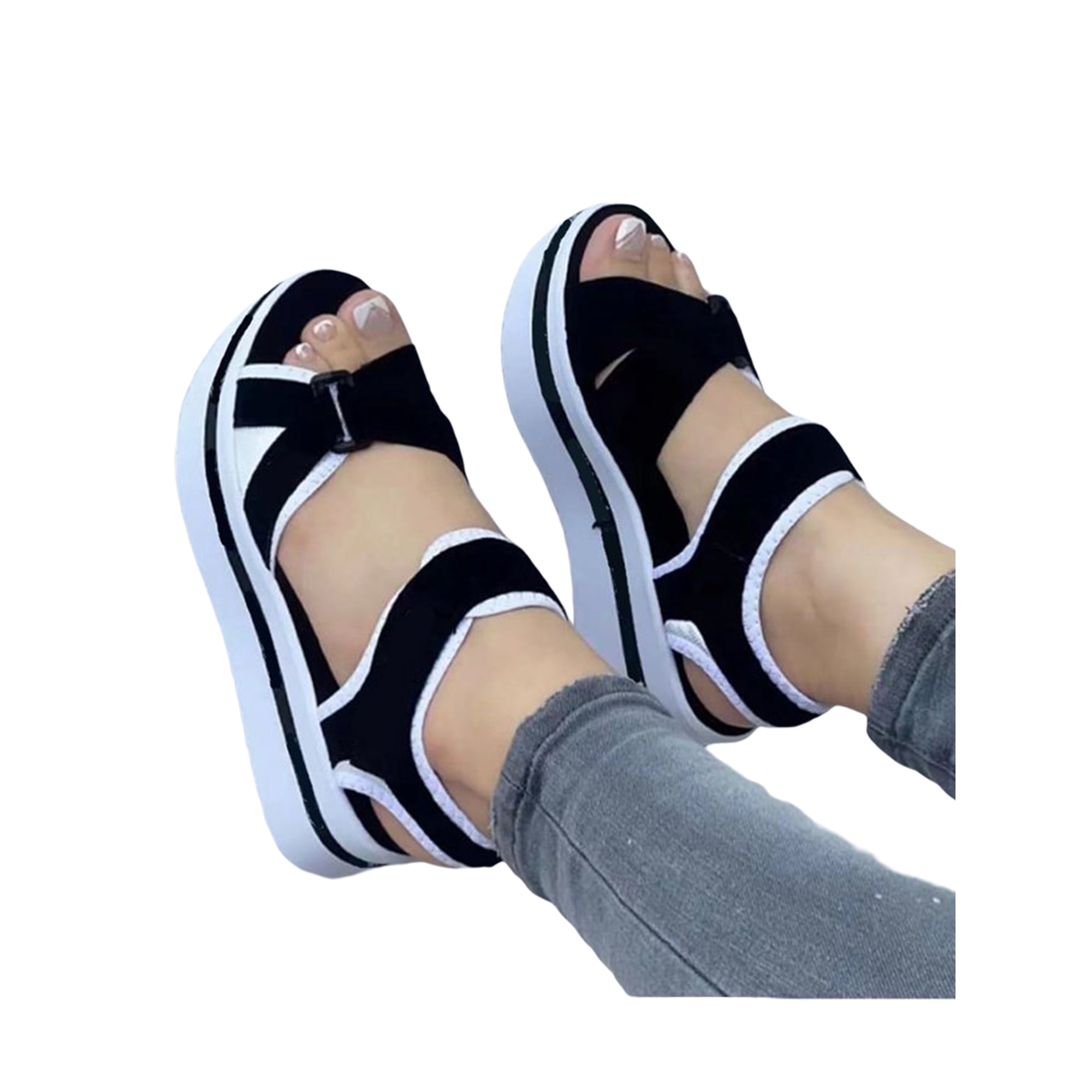 Black casual wedges outlet