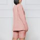 thumbnail image 2 of Chaquetas de traje de oficina Conjunto de pantalones cortos casuales de moda de manga larga de estilo simple de color sólido para mujer,blazer moda（Rosa， S), 2 of 3