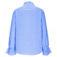 thumbnail image 5 of XuJwPNcy Womens Long Sleeve Button down Shirts Plaid Ruffle V Neck Blouse Business Casual Work Tops Fall Fashion Blouses, 5 of 7
