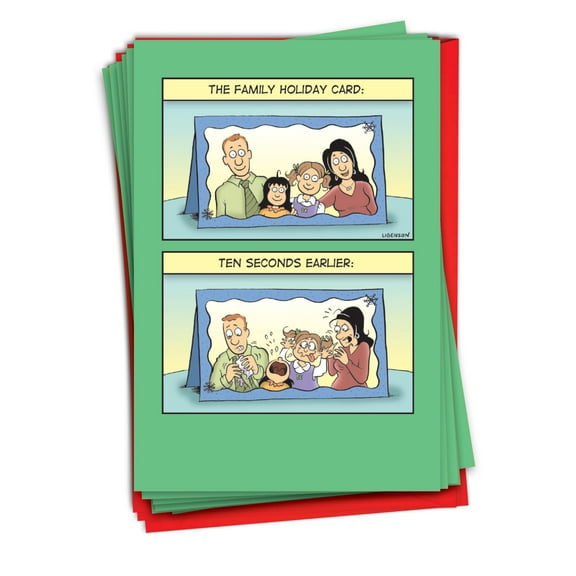NobleWorks, Holiday Family - 12 Funny Christmas Cards Boxed - Bulk Set, C10151XSG-B12x1