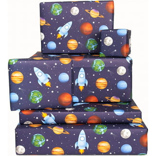 Retro Xmas Astronaut Luxury Thick Wrapping Paper, Christmas Spaceman Decor  Kids Gift Wrap, Xmas Astronomy Space Santa Theme (6 foot x 30 inch roll)