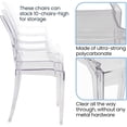 thumbnail image 4 of FOH Set of 4 Clear Ghost Acrylic Stacking Kitchen and Dining Room Arm Chair,
 Transparent Crystal Armchairs for Events, Weddings, Banquets, 4 of 9