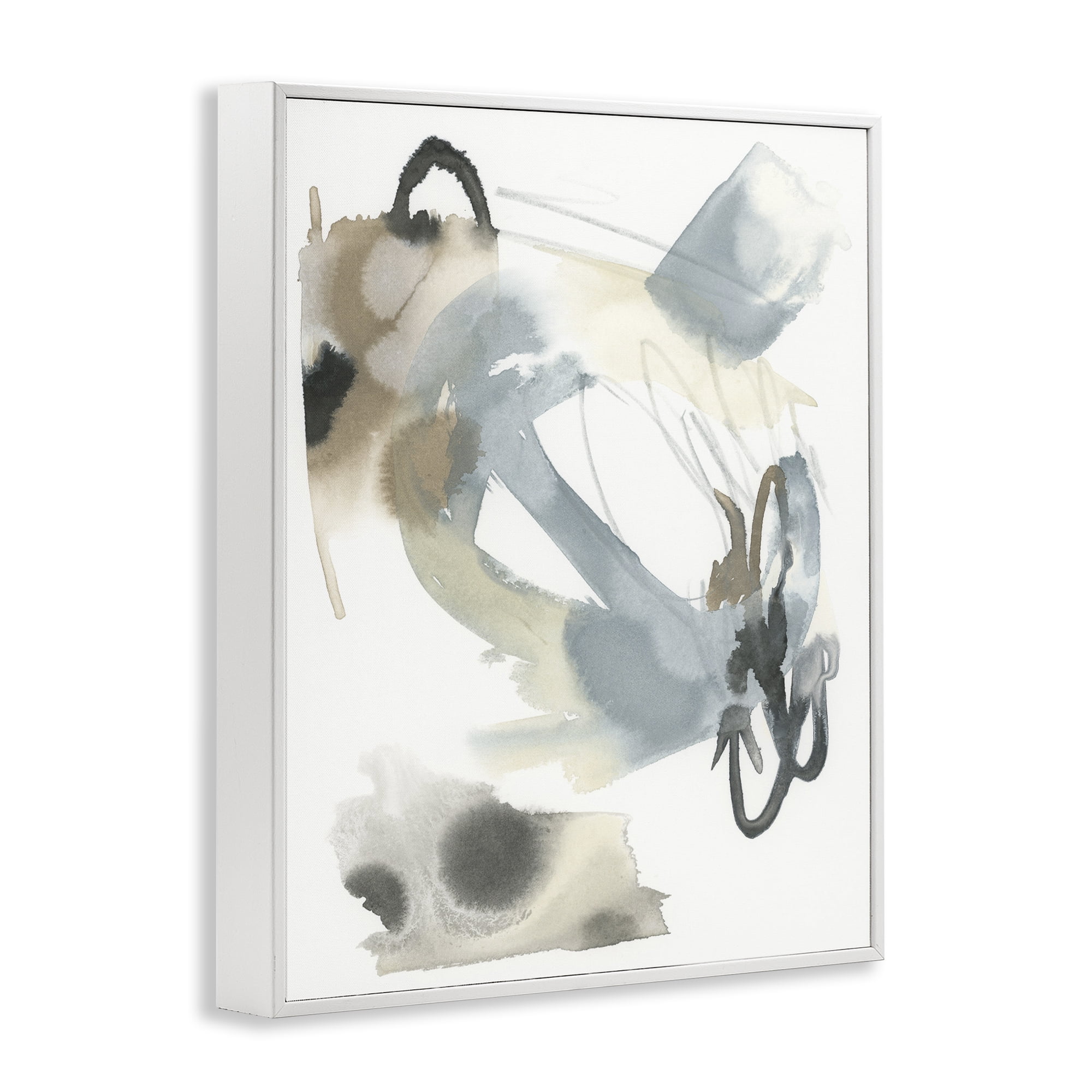 Stupell Industries Modern Neutral Watercolor Abstract Painting White Framed Art Print Wall Art, 16 x 20
