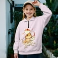 thumbnail image 3 of COEQINE Girls Quarter Zip Sweatshirt Pullover, Loose Fit Long Sleeve Fall Tops with Collar, Soft Polyester Fashion Top for Ages 5-6 Machine Washable, Lizard Pink, 3 of 7