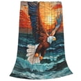 thumbnail image 2 of Honeii Textured Bald Eagle Print Fleece Blanket - Throw Blanket for Bed, Sofa, Couch, Camping, and Travel , Microplush Ultra Soft Warm Blanket-60"x50", 2 of 7