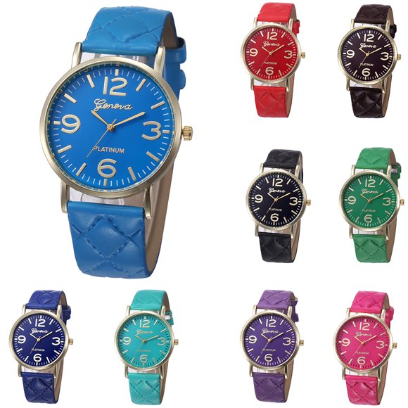 stanreset Femmes Hommes Garçon Fille Bracelet en Cuir Rond Étudiant Enfant Étudiant Enfant Enfants Montre Enfants Boîtier de Montre Design Simple No.08