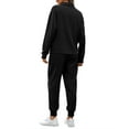 thumbnail image 5 of FIOPHY Women's Waffle Knit 2 Piece Outfits Lounge Sets 1/4 Zip Up Pullover Long Sleeve Top Jogger Sweats Track Suits Set,Black，XL, 5 of 5