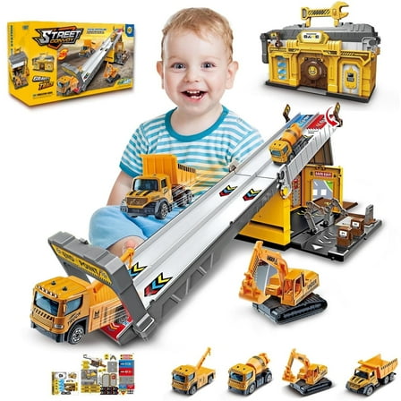 Race Tracks Toys for Boys 3-6 Years, Truck Transport Car Toys, Toddler Racing Car Birthday Gift