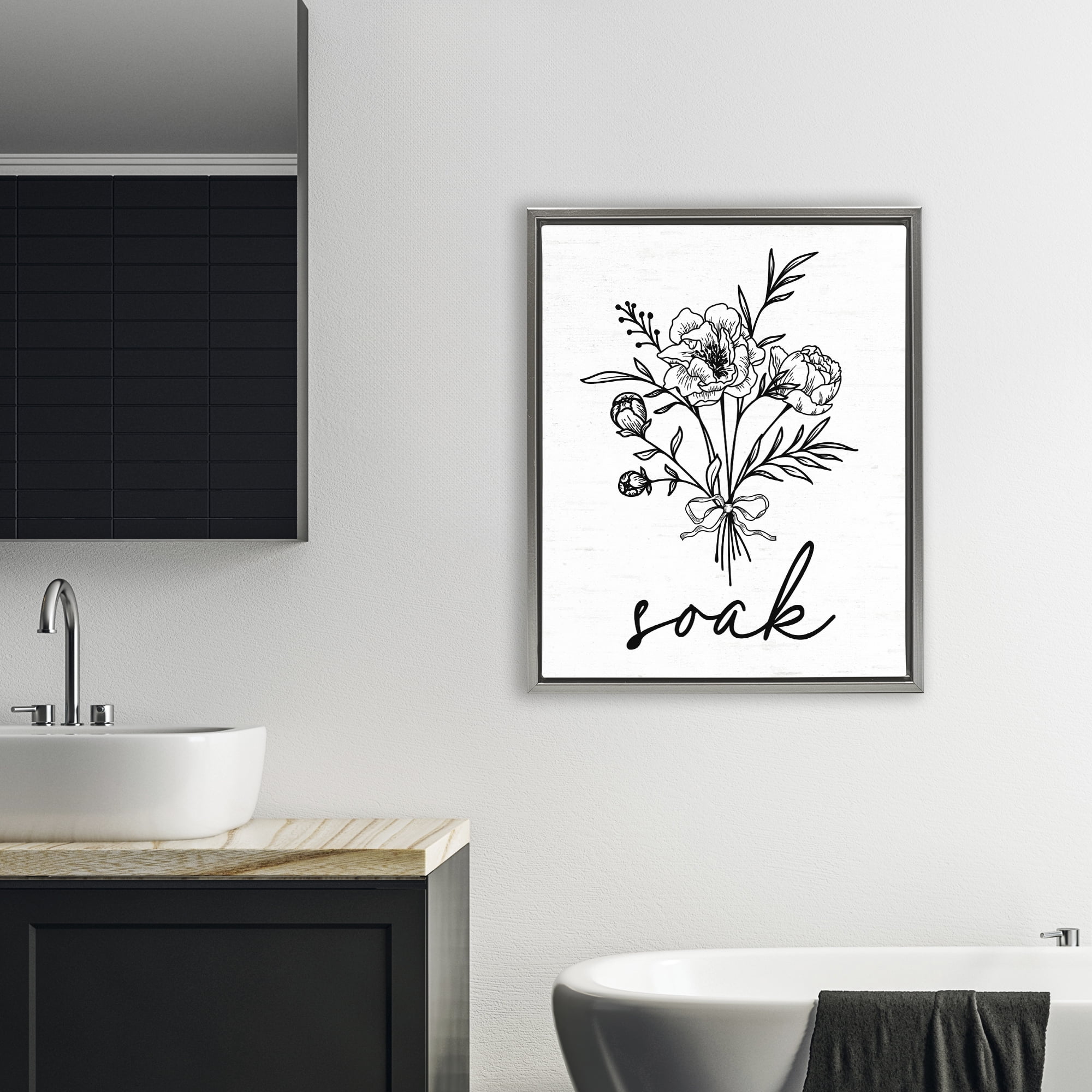 Bathroom Herb Soak Gray Framed Floater Canvas Wall Art, design by Lettered and Lined