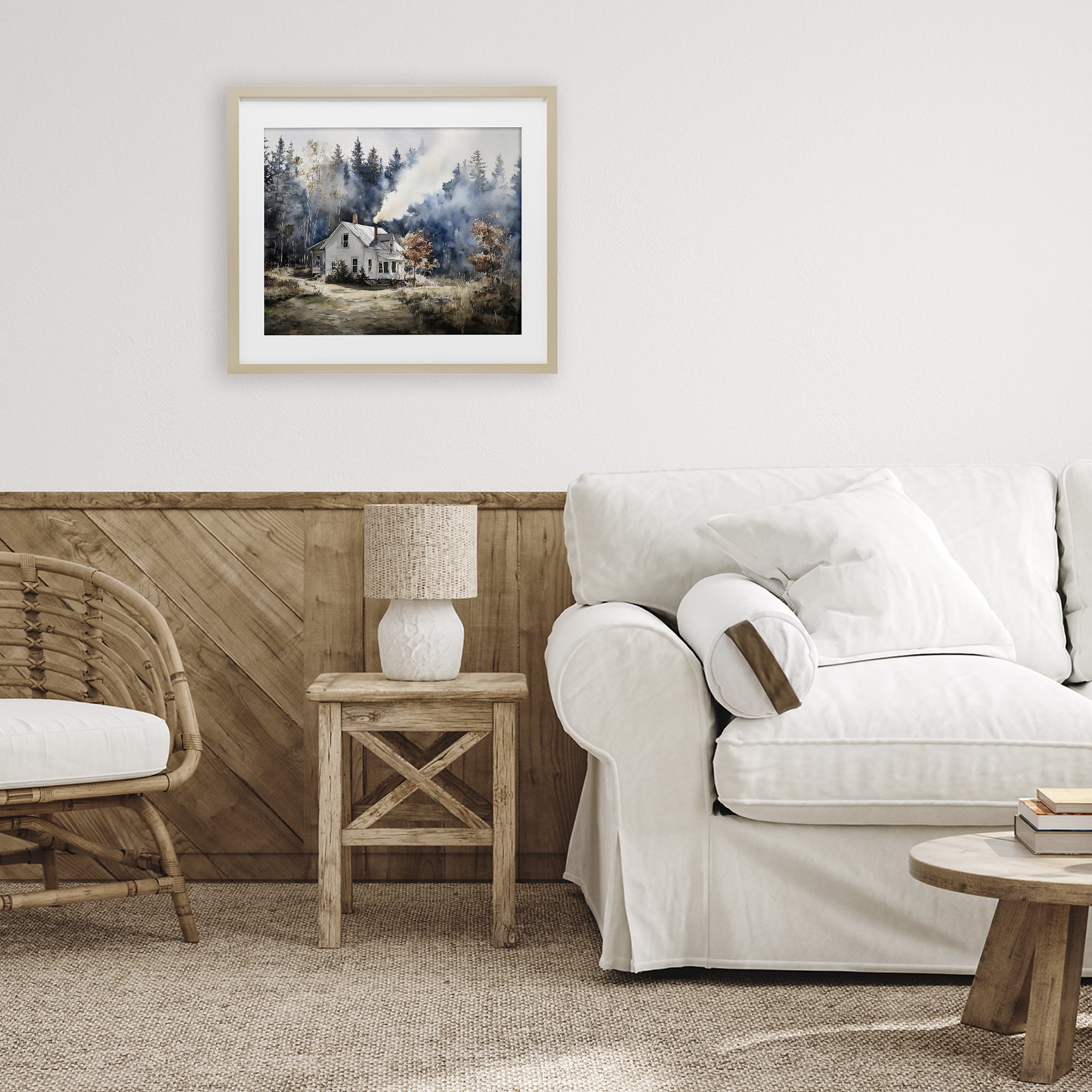 Stupell Industries Indigo Smoke at Woodland Cottage Birch Framed Print Under Glass, design by Franklyn Gregory
