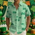 thumbnail image 1 of Ceisia Men's St. Patrick's Day Clover Print Short Sleeve Button-Down Shirt Collection | Dual-Tone Clover Layered Print Button-Up Shirt Gifts, 1 of 9