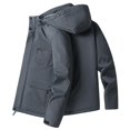 thumbnail image 4 of Baqcunre Men's Solid Polar Fleece Thickened Windproof And Rainproof Hooded Coat Breathable Outdoor Jacket,L,Rain Jacket Men,Mens Winter Jacket,Winter Coats For Men,Mens Clothes,,Grey, 4 of 7