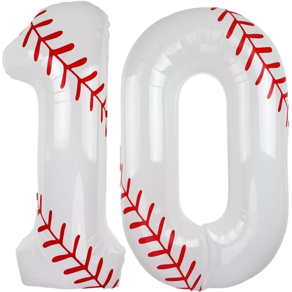 Yanonmyfd Baseball Balloons 1st Birthday Decorations for Boy, 40 Inch Number 1 Balloon Rookie of the Year First Birthday, Baseball Party Decorations Sports Theme Foil Mylar Balloon,Balloons,10th